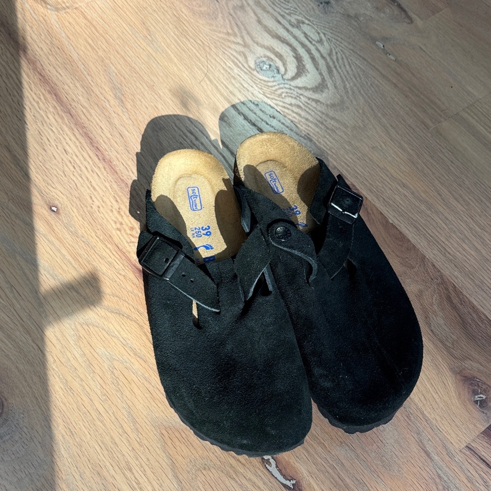 NEW Birkenstock Black Suede Clogs